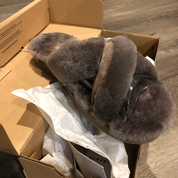 New UGG Abela Genuine Shearling Slipper slate gray - Picture 7 of 7